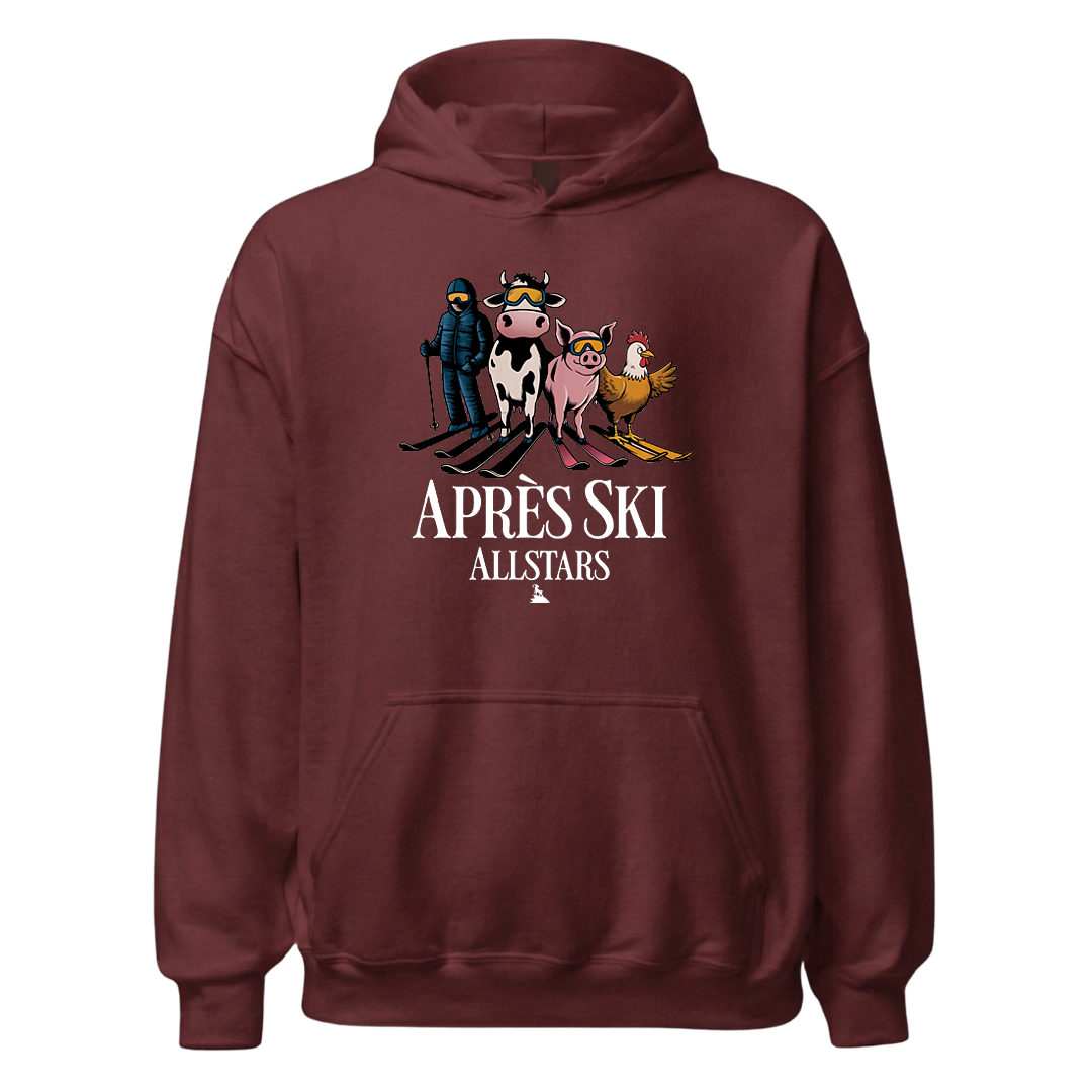 Après Ski Allstars Hoodie mit Après-Ski-Spruch, Detailansicht