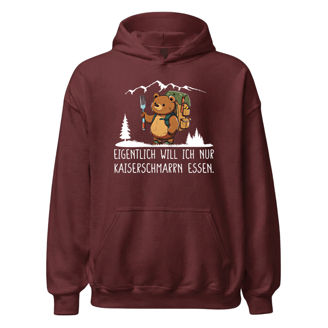 Kaiserbär Hoodie Unisex mit Kaiserschmarrn-Spruch, Detailansicht