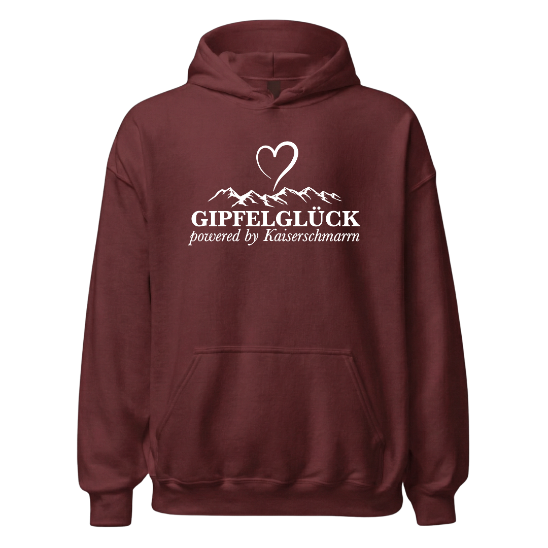 Gipfelglück Hoodie mit Berg-Spruch, Detailansicht