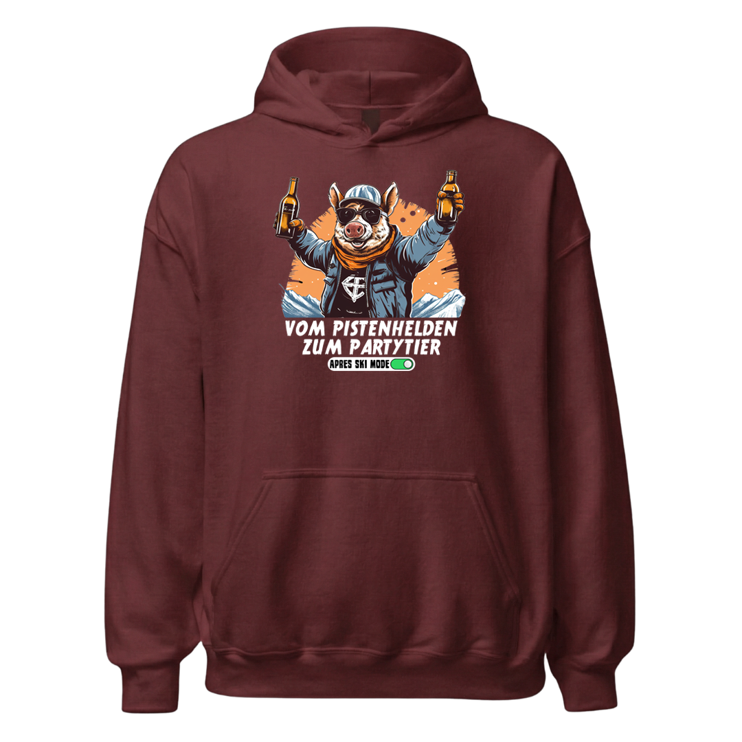 Pistenheld Hoodie mit Apres-Ski-Motiv, Detailansicht