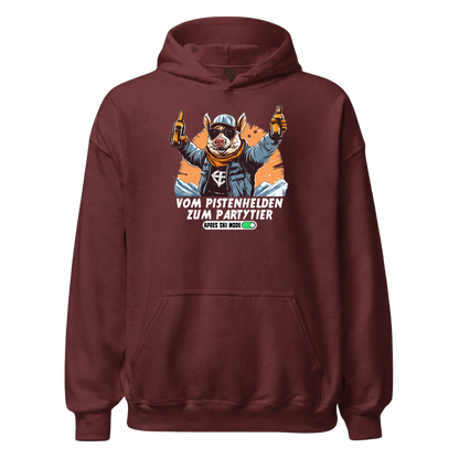 Pistenheld Hoodie mit Apres-Ski-Motiv, Detailansicht