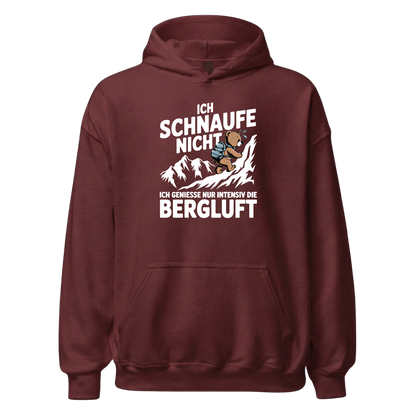 Bergluft Hoodie Unisex mit Berg-Spruch, Detailansicht