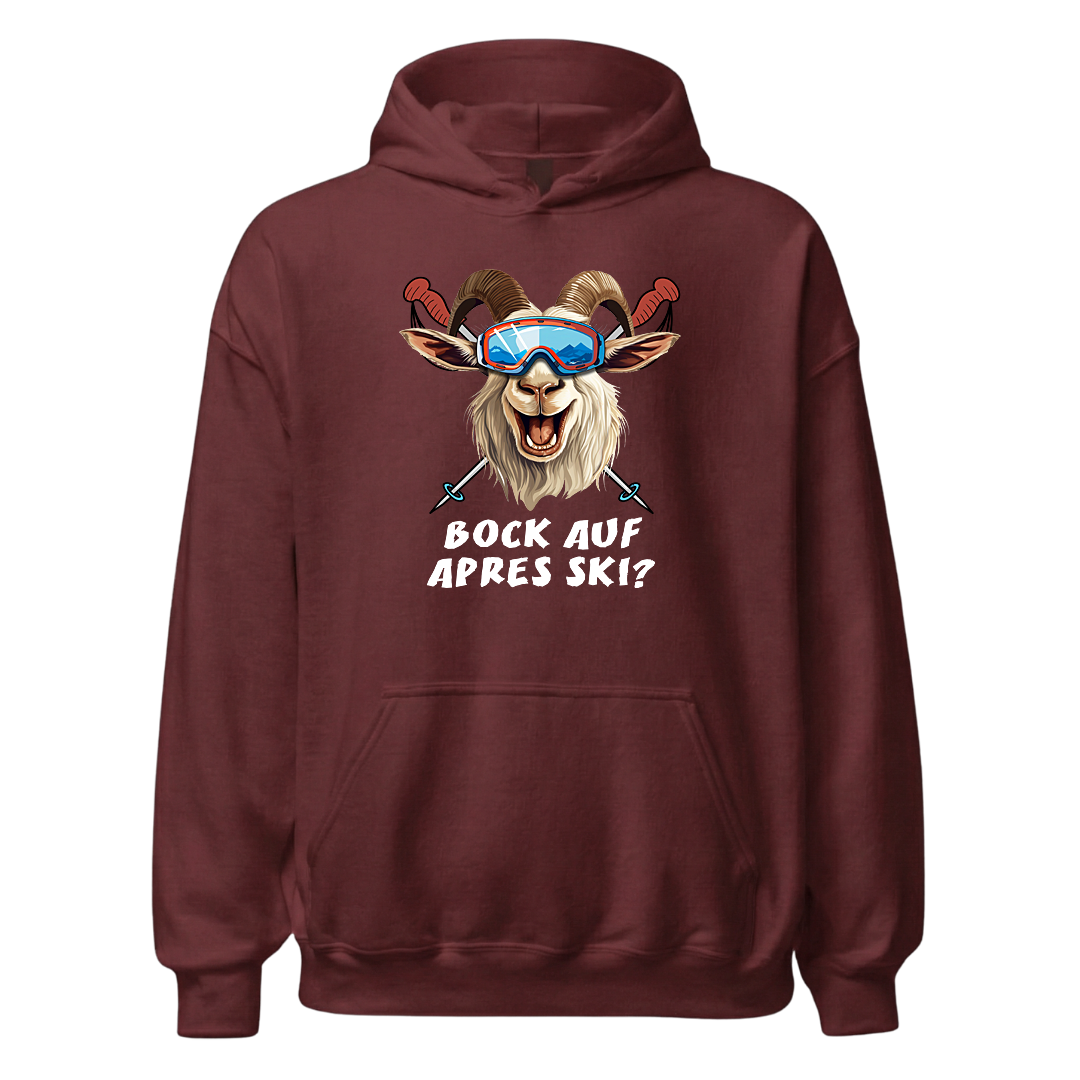 Bock auf Après Ski Hoodie mit Après-Ski-Spruch, Detailansicht