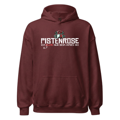 Pistenrose Hoodie mit Après-Ski-Spruch, Detailansicht