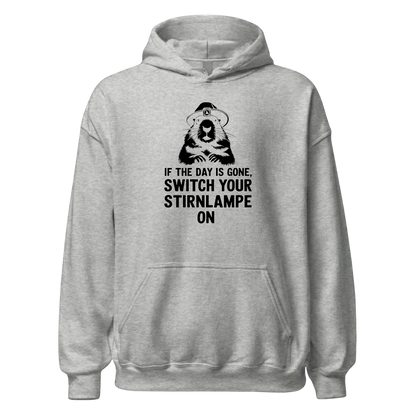 Stirnlampe Hoodie mit Wander-Spruch, Produktansicht