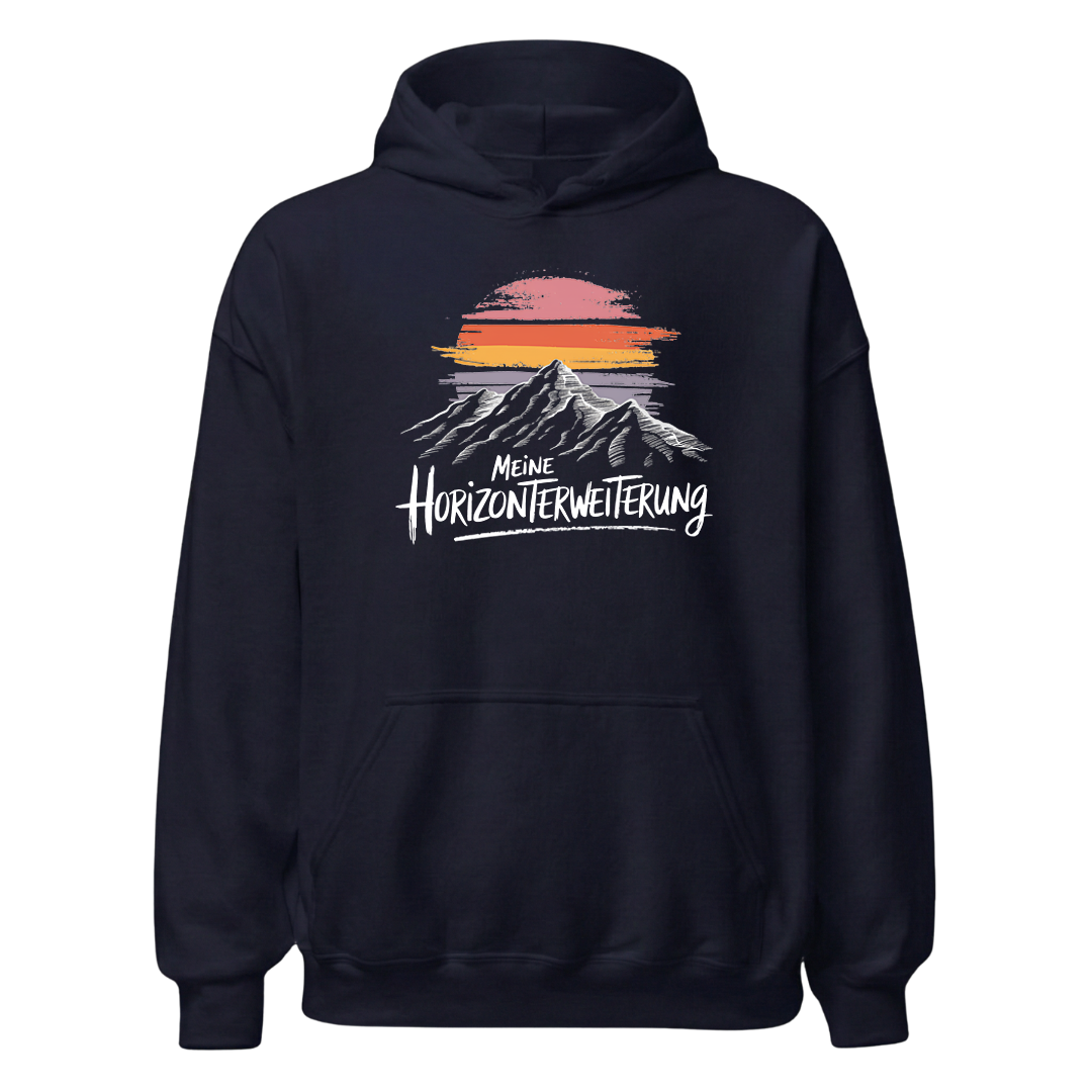 Horizont Hoodie mit Berg-Spruch, Designdetail
