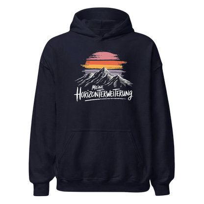 Horizont Hoodie mit Berg-Spruch, Designdetail