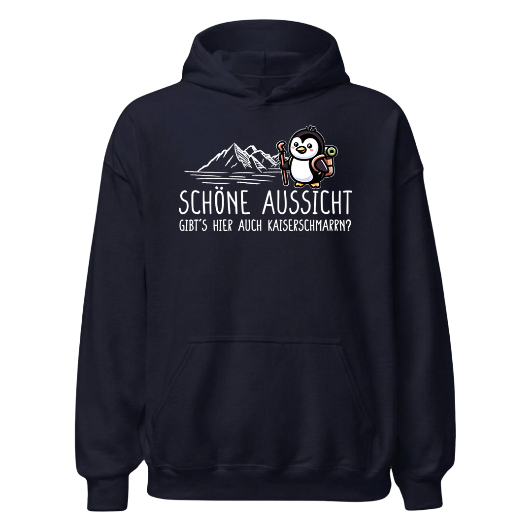 Schöne Aussicht Hoodie mit Wanderspruch, Designdetail