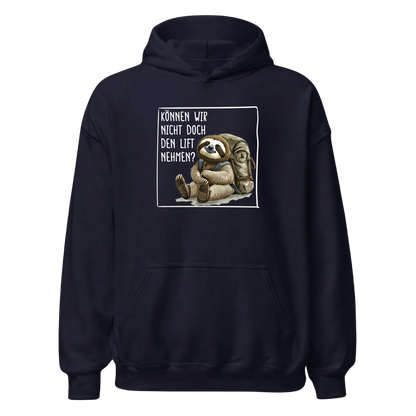 Lift Hoodie Unisex mit Faultier-Motiv, Designdetail