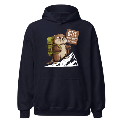Warte kurz Hoodie Unisex mit Murmeltier-Motiv, Designdetail