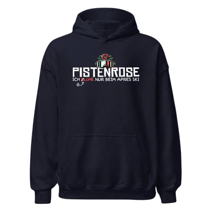 Pistenrose Hoodie mit Après-Ski-Spruch, Designdetail