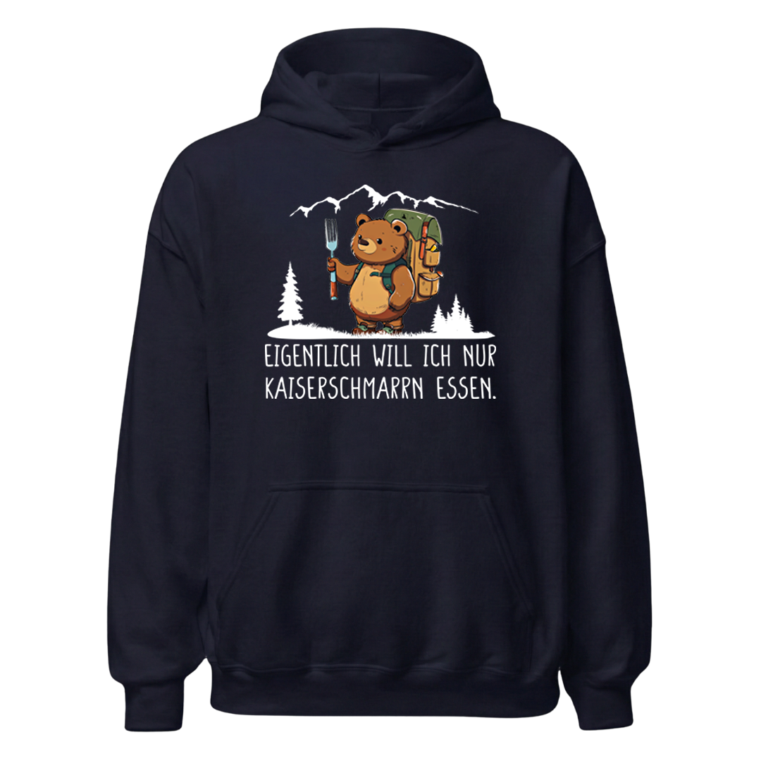 Kaiserbär Hoodie Unisex mit Kaiserschmarrn-Spruch, Designdetail