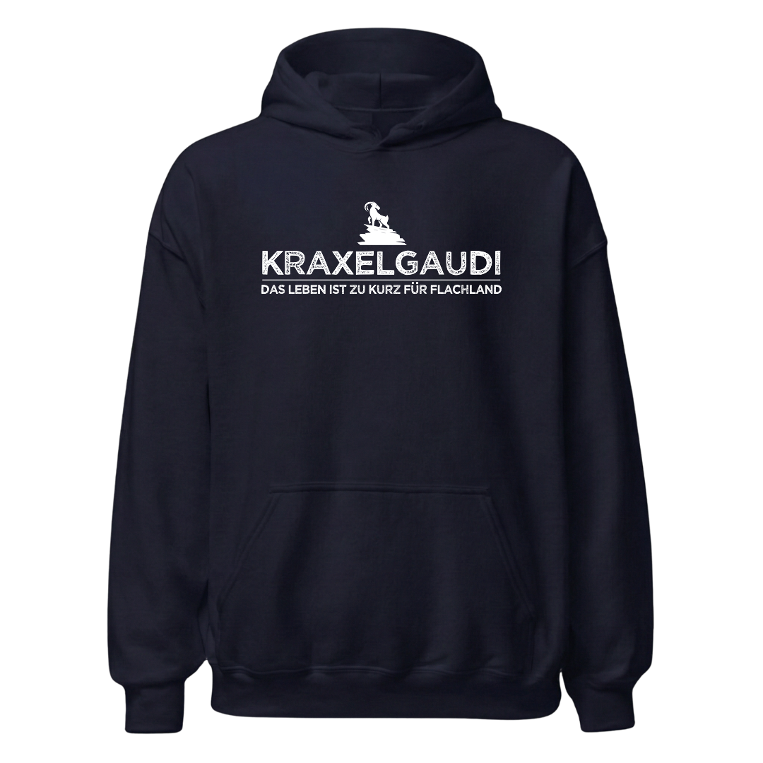 Kraxelgaudi Hoodie Unisex mit Marken-Motiv, Designdetail