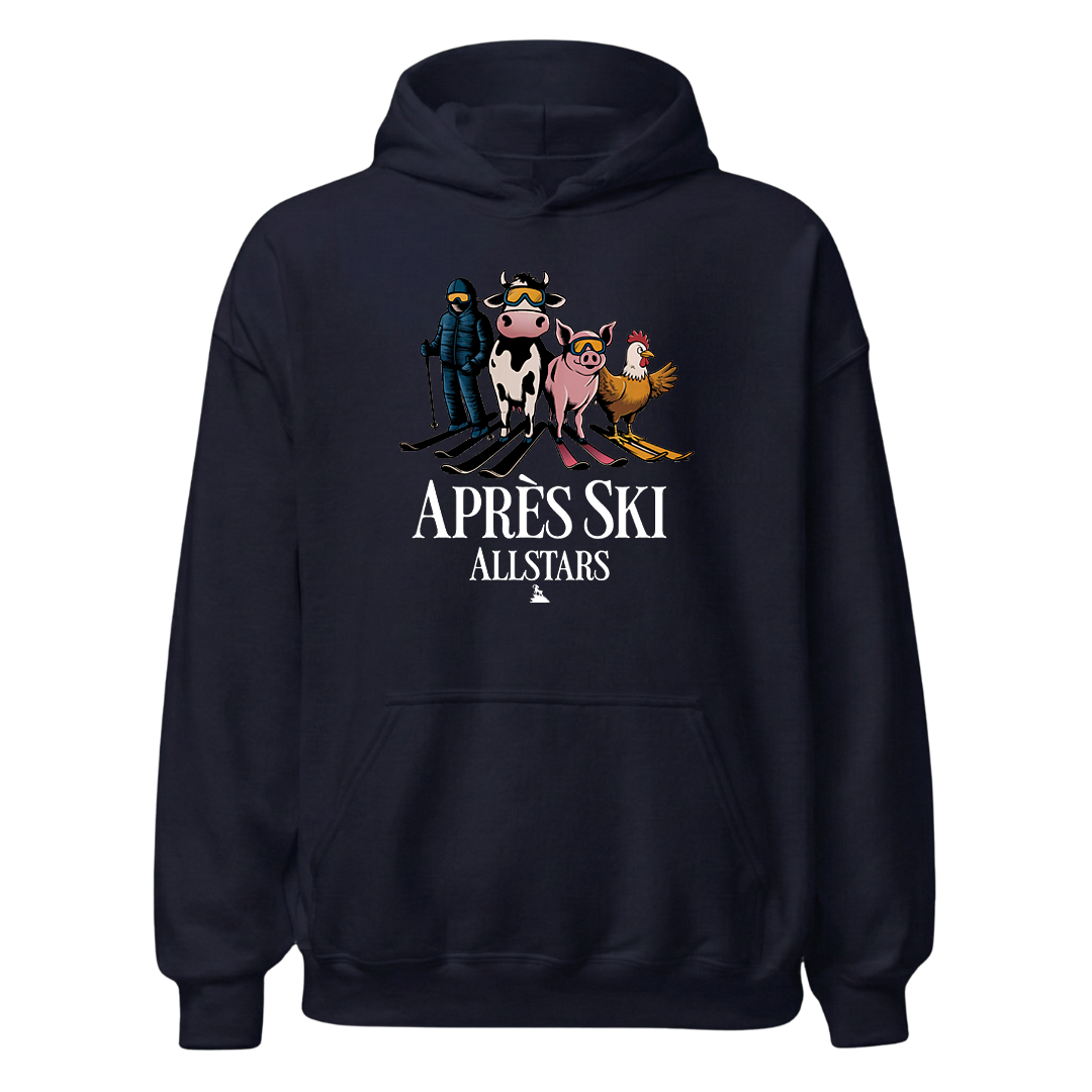 Après Ski Allstars Hoodie mit Après-Ski-Spruch, Designdetail