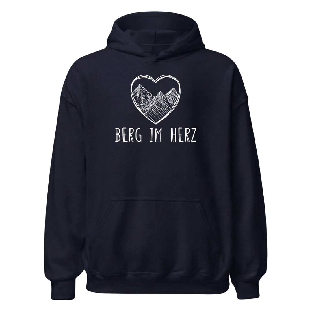 Berg im Herz Hoodie mit Bergmotiv, Designdetail