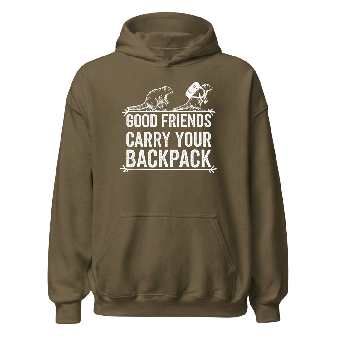 Gute Freunde Hoodie mit Berg-Spruch, weitere Ansicht