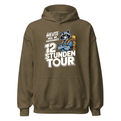 12 Stunden Tour Hoodie mit Wander-Spruch, weitere Ansicht