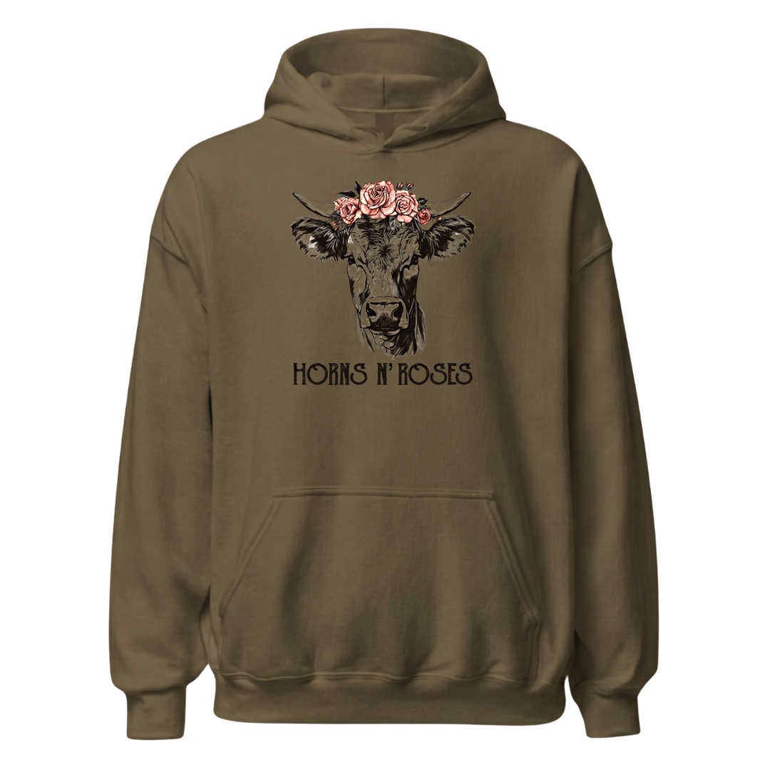 Horns N´Roses Hoodie mit Rock Motiv, weitere Ansicht