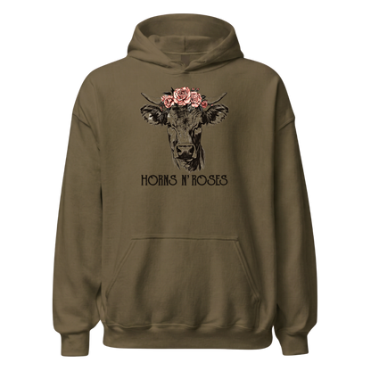 Horns N´Roses Hoodie mit Rock Motiv, weitere Ansicht