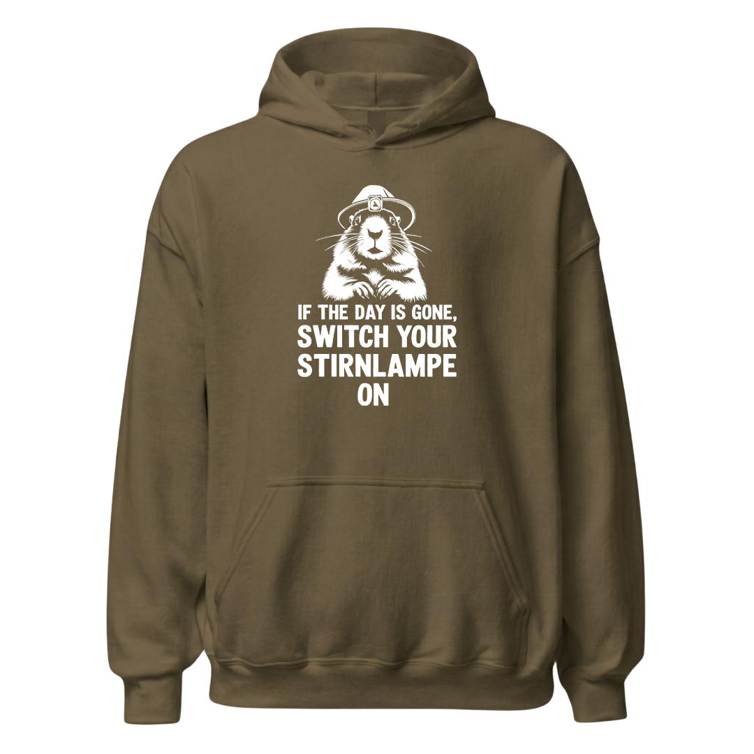 Stirnlampe Hoodie mit Wander-Spruch, weitere Ansicht