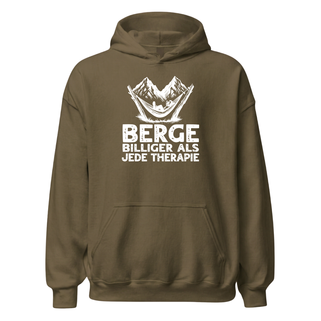 Bergtherapie Hoodie mit Berg-Spruch, weitere Ansicht