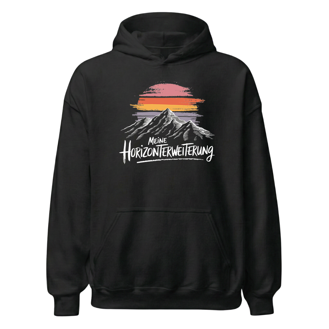 Horizont Hoodie mit Berg-Spruch, Frontansicht