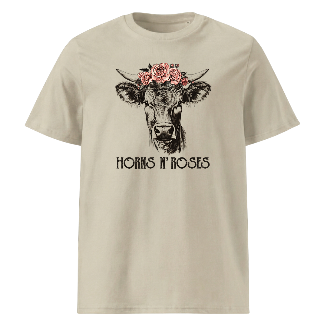 Horns N´Roses T-Shirt Unisex mit Rock-Berg-Motiv, Motivdetail