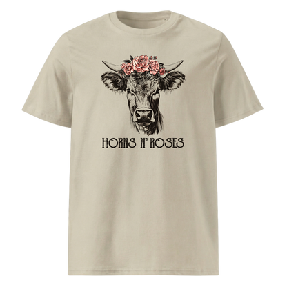 Horns N´Roses T-Shirt Unisex mit Rock-Berg-Motiv, Motivdetail