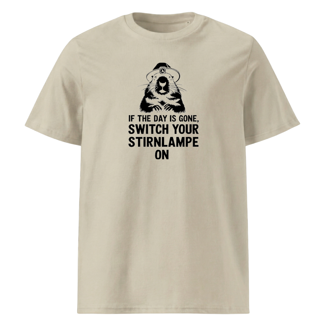 Stirnlampe T-Shirt mit Wander-Spruch, Farbvariante