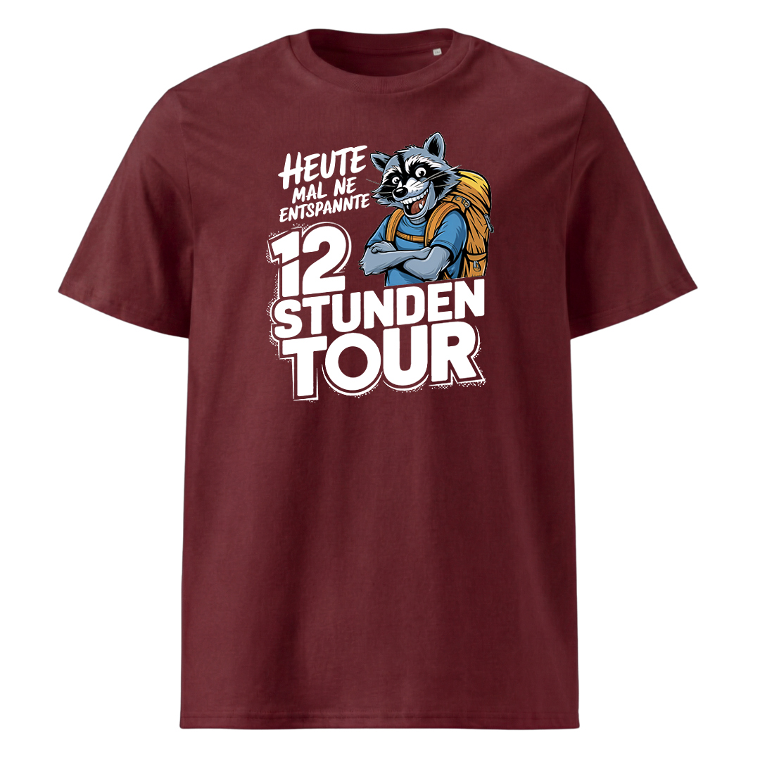 12 Stunden Tour T-Shirt mit Wander-Spruch, Print Nahaufnahme