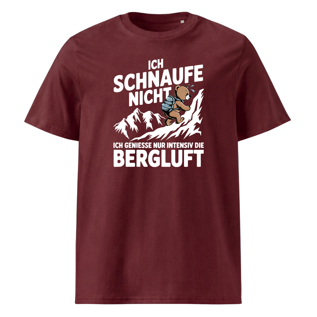 Bergluft T-Shirt Unisex mit Berg-Spruch, Print Nahaufnahme