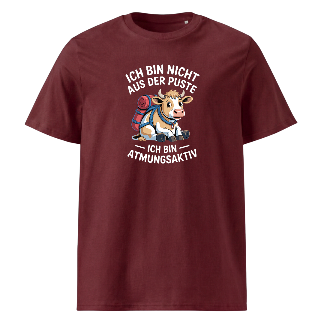Nicht aus der Puste T-Shirt Unisex mit Spruch-Motiv, Print Nahaufnahme