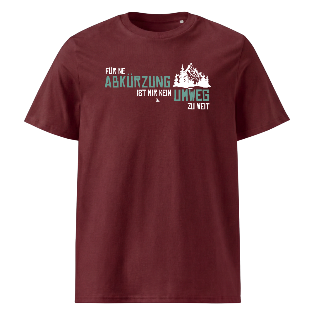 Abkürzung T-Shirt Unisex mit Wander-Spruch, Print Nahaufnahme