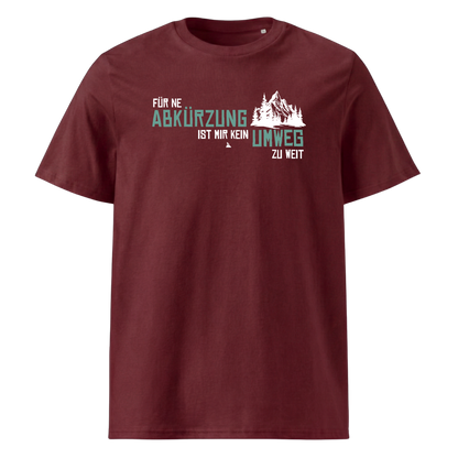 Abkürzung T-Shirt Unisex mit Wander-Spruch, Print Nahaufnahme