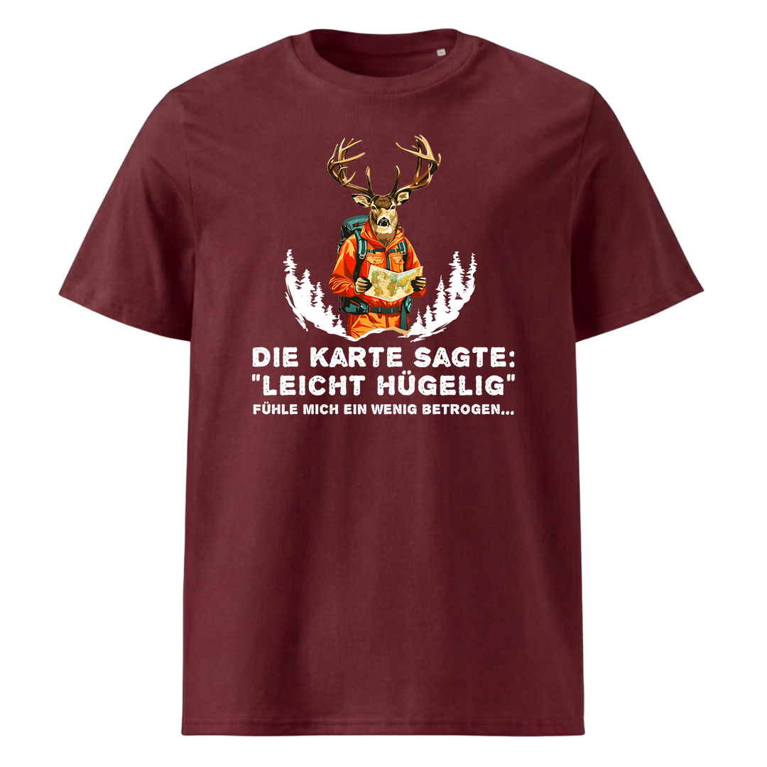Leicht Hügelig T-Shirt Unisex mit Schriftzug, Print Nahaufnahme