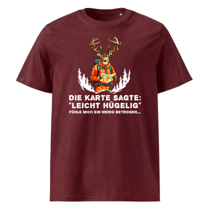Leicht Hügelig T-Shirt Unisex mit Schriftzug, Print Nahaufnahme