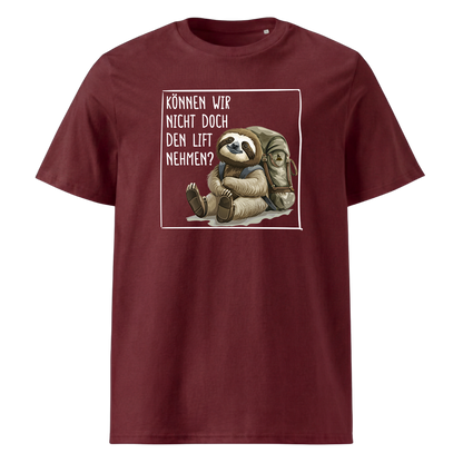 Lift T-Shirt Unisex mit Faultier-Motiv, Print Nahaufnahme