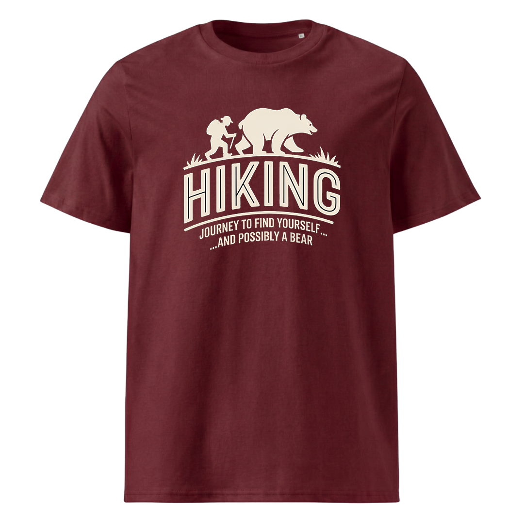 Hiking Journey T-Shirt Unisex mit Wander-Motiv, Print Nahaufnahme