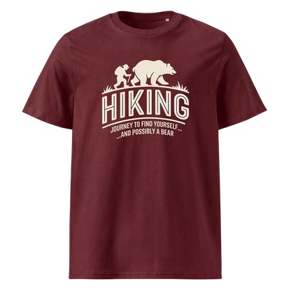 Hiking Journey T-Shirt Unisex mit Wander-Motiv, Print Nahaufnahme