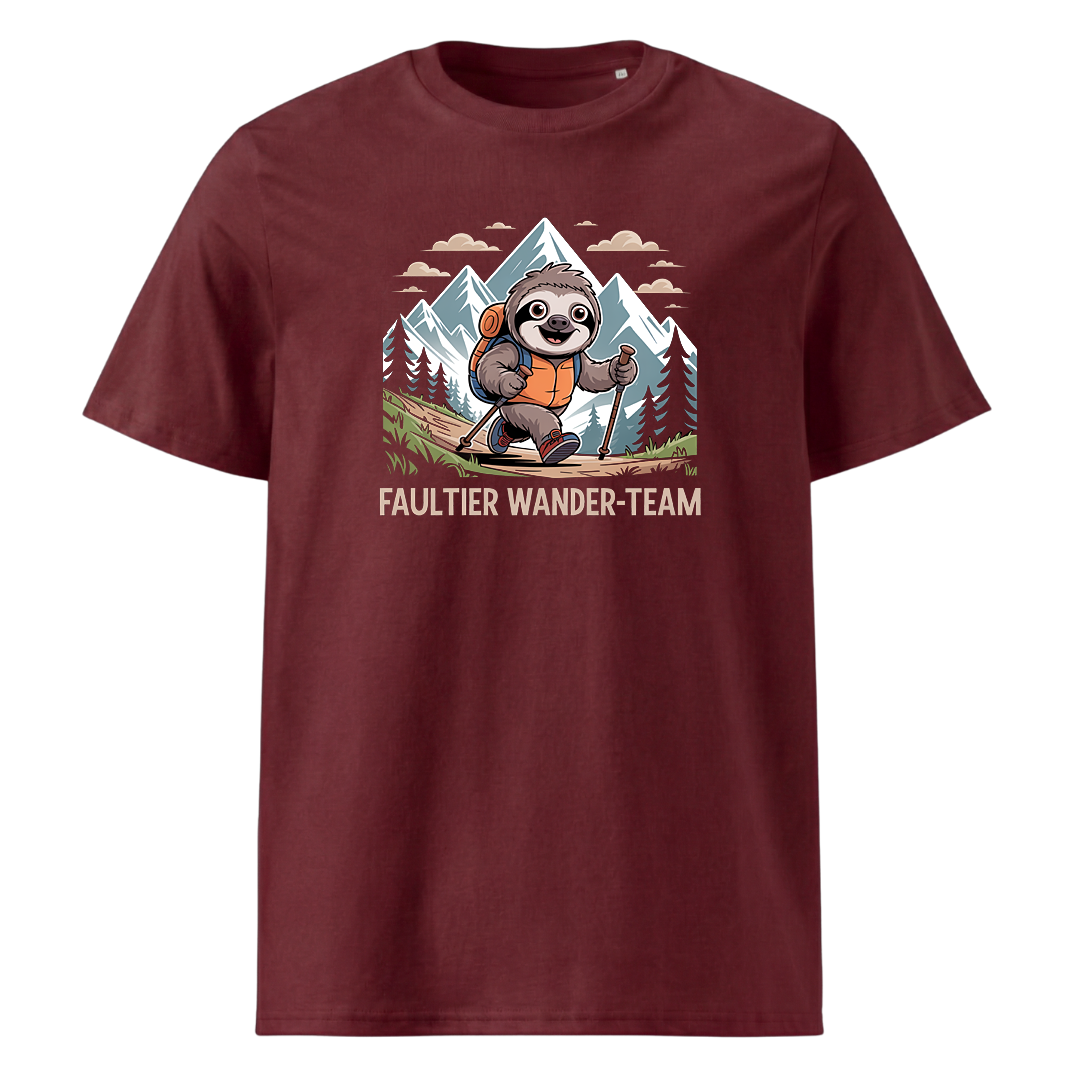 Faultier Wander-Team T-Shirt Unisex mit Faultier-Motiv, Print Nahaufnahme