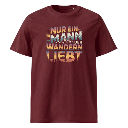 Nur ein Mann der Wandern liebt T-Shirt Unisex mit Wander-Motiv, Print Nahaufnahme