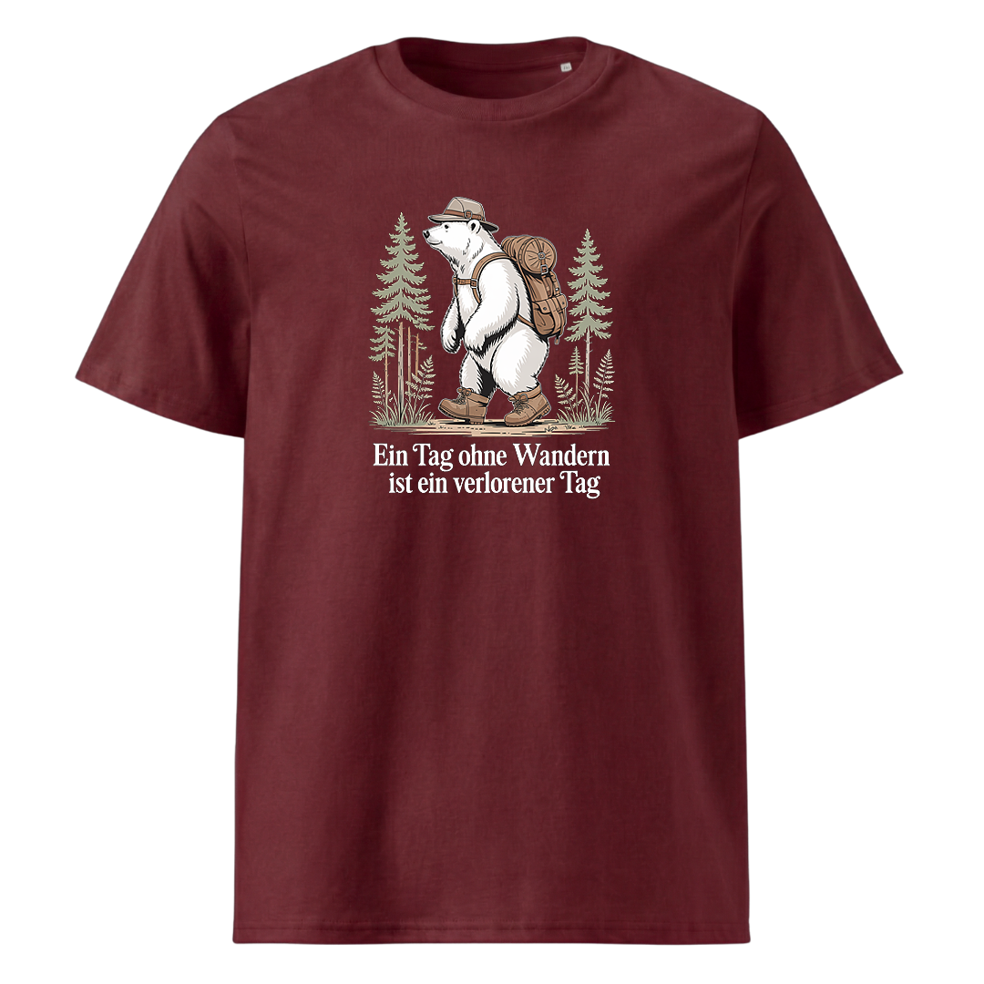 Ein Tag ohne Wandern T-Shirt mit Wander-Spruch, Print Nahaufnahme