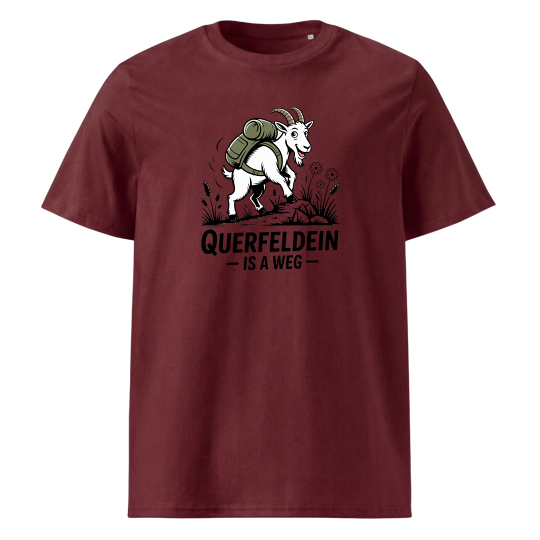 Querfeldein Bergziege T-Shirt Unisex mit Ziegen-Motiv, Print Nahaufnahme