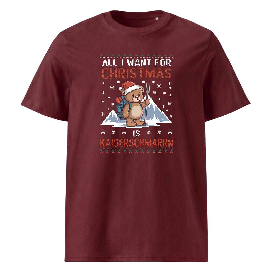 All I Want Christmas T-Shirt mit Weihnachts-Spruch, Print Nahaufnahme
