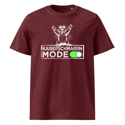 Kaiserschmarrn Mode T-Shirt mit bayrischem Spruch, Print Nahaufnahme