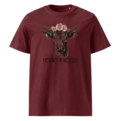 Horns N´Roses T-Shirt Unisex mit Rock-Berg-Motiv, Print Nahaufnahme