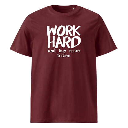 Work Hard Premium Shirt Unisex mit lustigem Spruch, Print Nahaufnahme