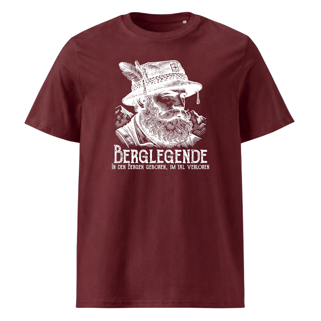 Berglegende T-Shirt mit Wanderspruch, Print Nahaufnahme