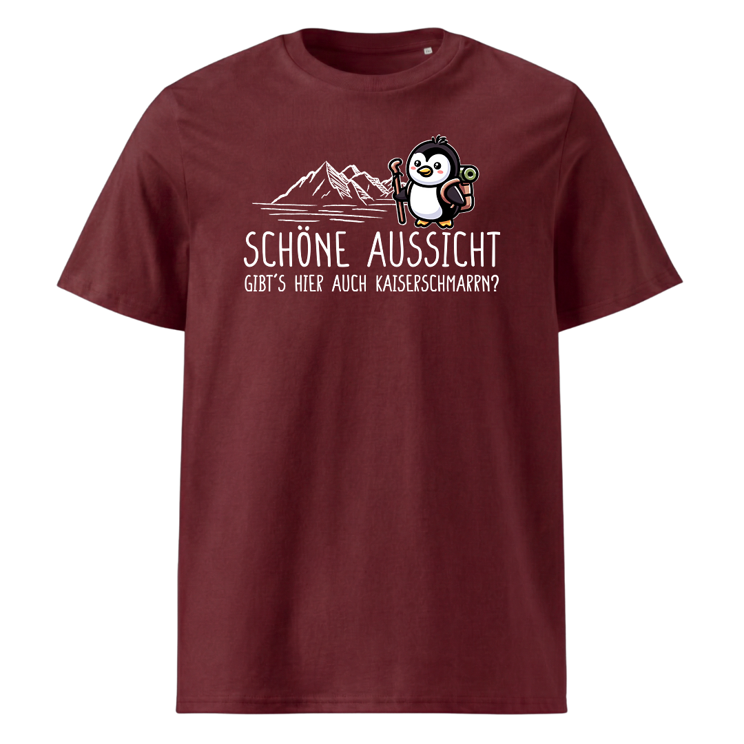 Schöne Aussicht T-Shirt Unisex mit Spruch, Print Nahaufnahme