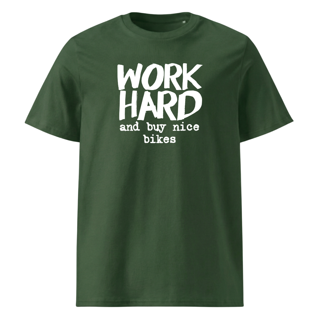 Work Hard Premium Shirt Unisex mit lustigem Spruch, Detailansicht
